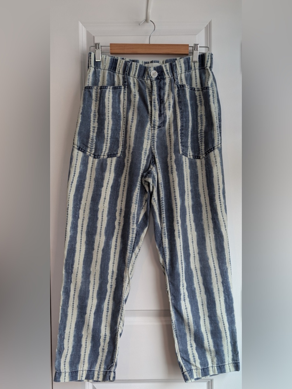 Anthropologie Victoire Cargo Pants Tie-dye Stripe Stretch Waist Size Small